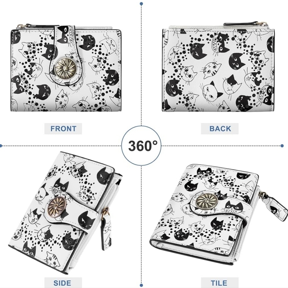 Black and White Cat Print Wallet